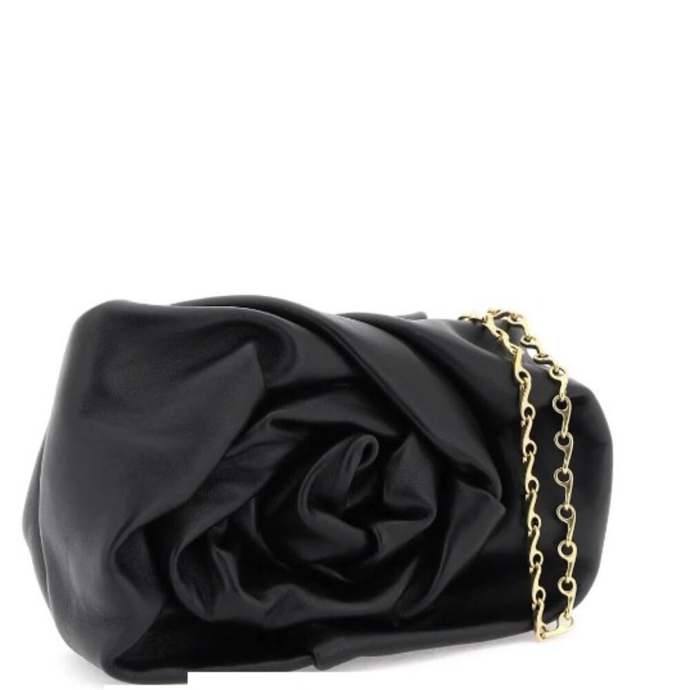 BURBERRY Black Rose Soft Leather Clutch Gold Chain & BURBERRY Dust Bag NWT - Picture 8 of 16